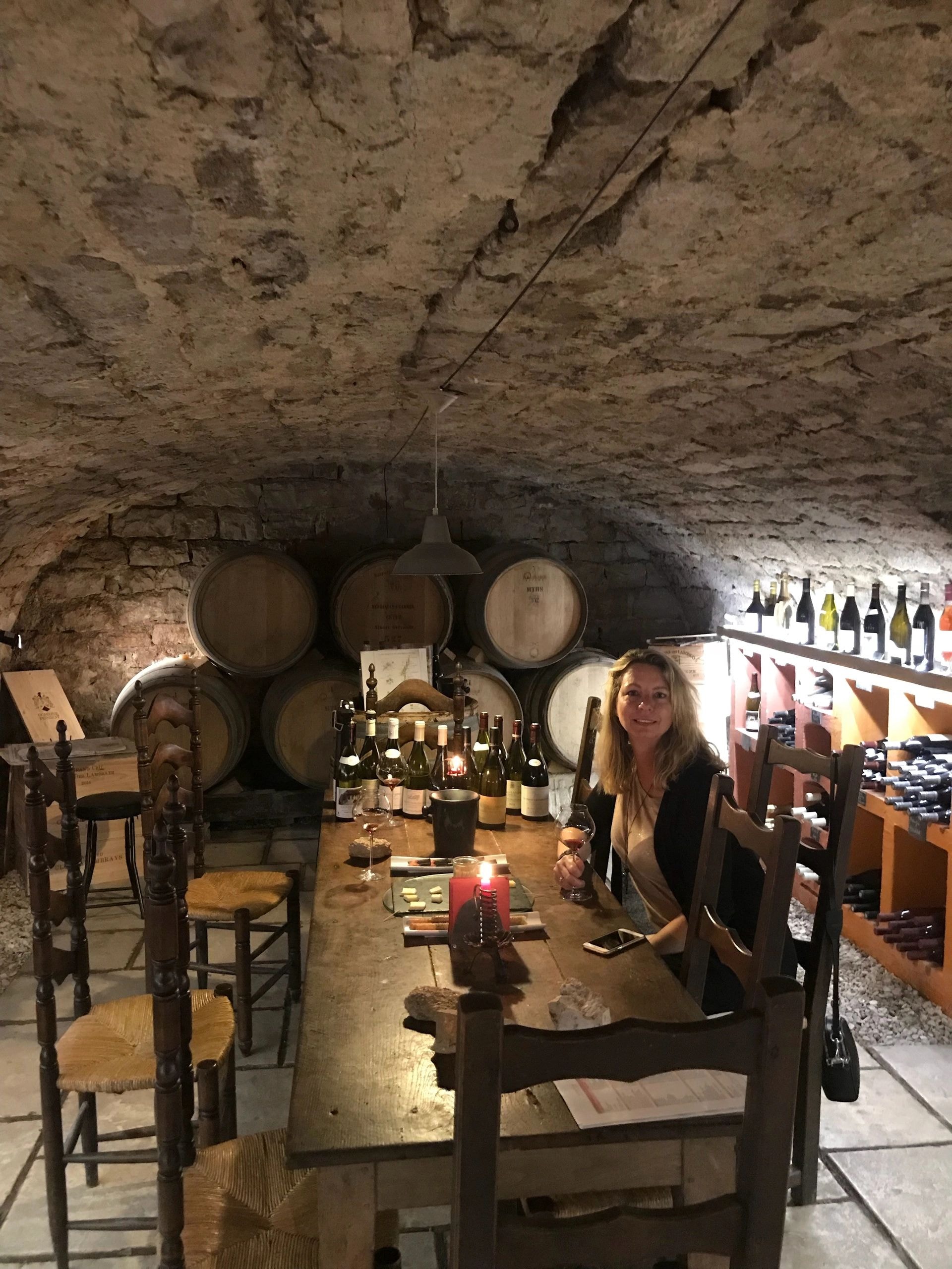 Rustic wine cellar with barrels